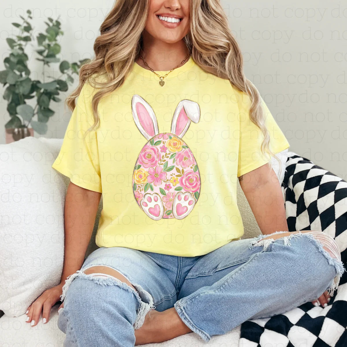 floral egg with bunny ears
